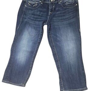 Vigoss The Chelsea Capri Jeans Low Rise Embroidered Rhinestone Detail